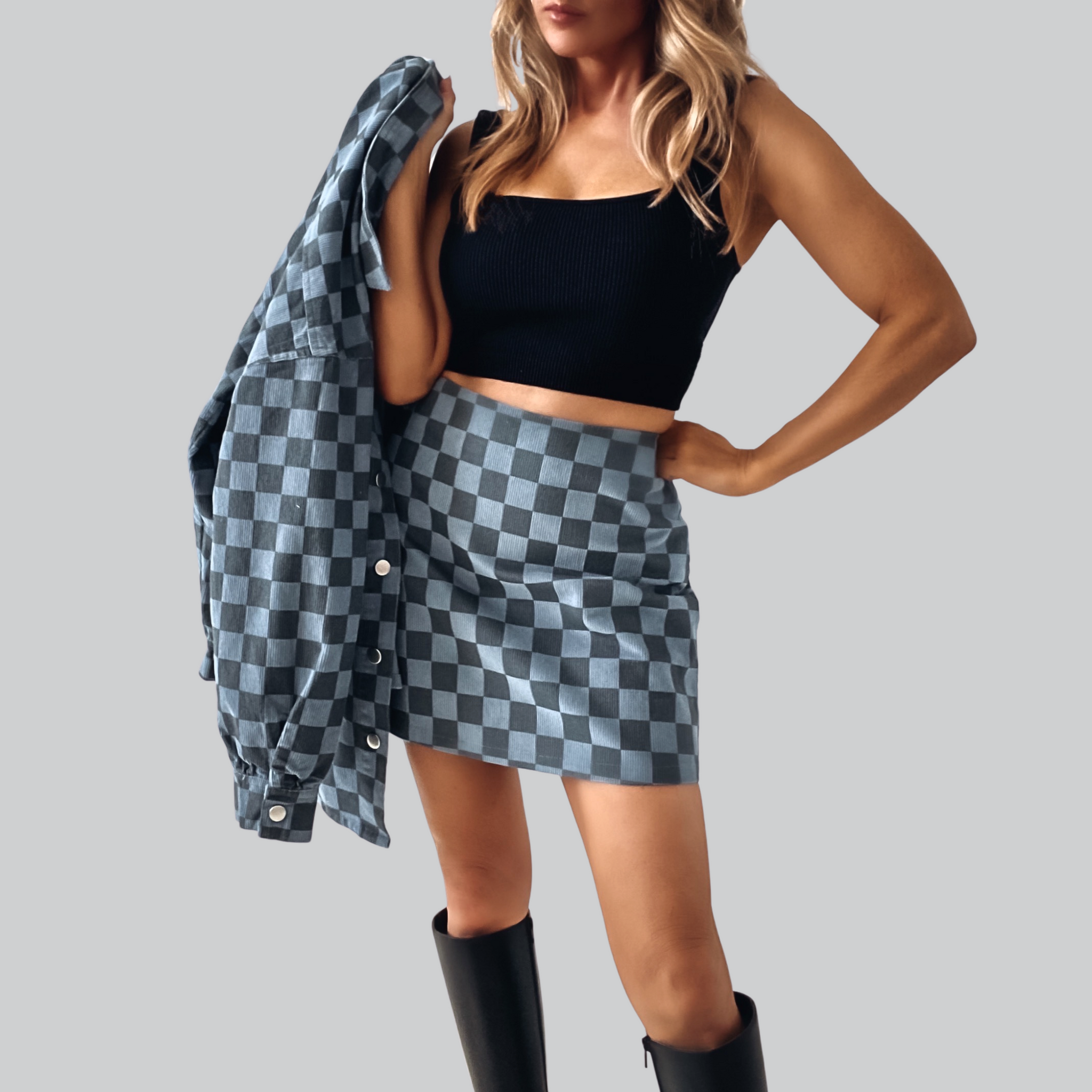 Checked-In Corduroy Skirt